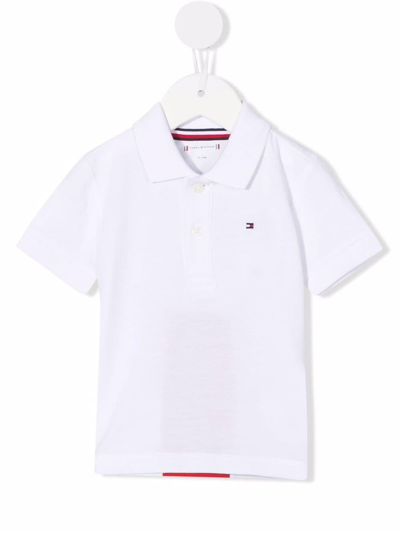 Tommy Hilfiger Junior Babies' Polo With Logo On The Back In Bianco