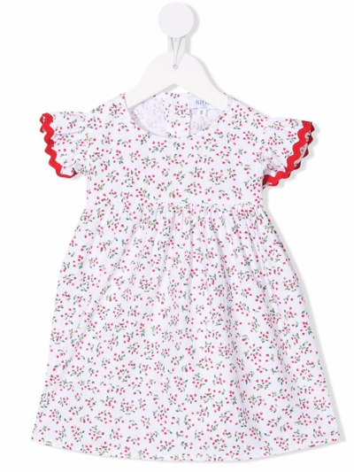 Siola Kids' Empire-line Cherry-print Tunic In Bianco