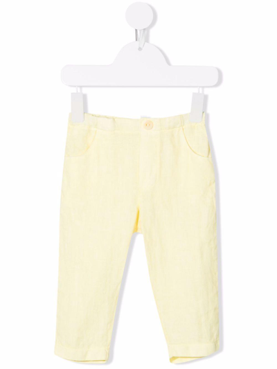 Siola Babies' Straight-leg Linen Trousers In Giallo
