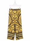 Versace Kids Black & Gold Silk Barocco Lounge Pants In Nero