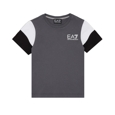 Ea7 Kids' T-shirt With Logo In Grigio