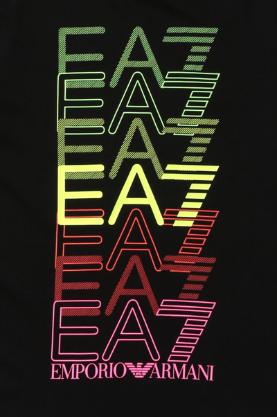 Ea7 Kids' T-shirt With Multicolor Print In Nero