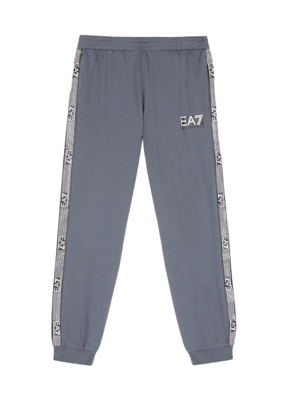 Ea7 Kids' Trousers With Side Bands In Grigio