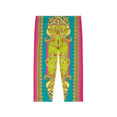 Versace Babies' Baroque Multicolor Leggings In Fantasia