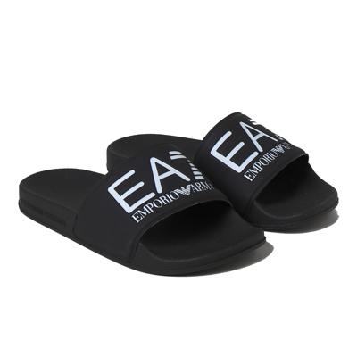 Ea7 Kids' Slippers With Logo In Nero