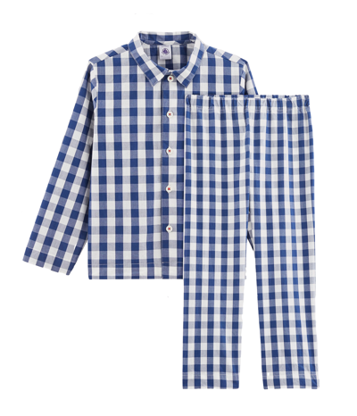 Petit Bateau Kids' Plaid Pajamas In Blu