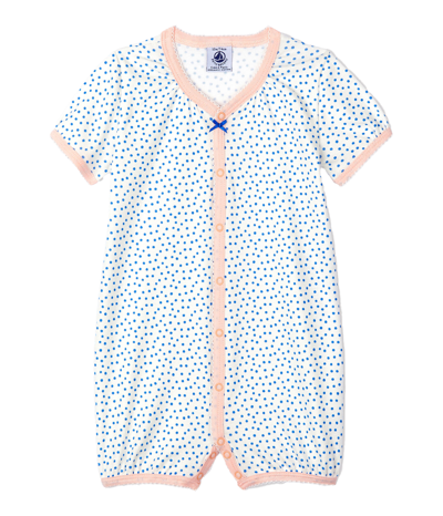 Petit Bateau Babies' Polka Dot Romper In Bianco