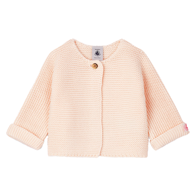 Petit Bateau Babies' Solid Color Cardigan In Rosa