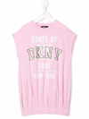 Dkny Pink Branded Graphic Print T-shirt Dress In Rosa