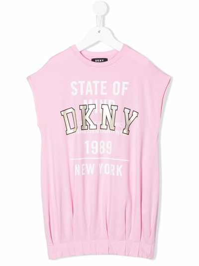 Dkny Kids' Pink Dress With Elastic In Rosa