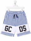 Gcds Mini Kids' Checked Bermuda In Blu