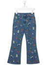 GCDS MINI FLARED JEANS WITH EMBROIDERY