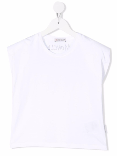 Moncler Kids' Logo-print Short-sleeved T-shirt In Bianco