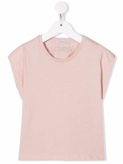 Moncler T-shirt With Shoulder Pads In Rosa