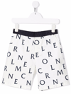 Moncler Bermuda With All-over Logo In Bianco