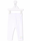 Moncler Leggings With Multicolor Logo In Bianco
