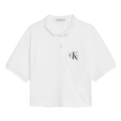 Calvin Klein Junior Kids' White Polo With Logo In Bianco