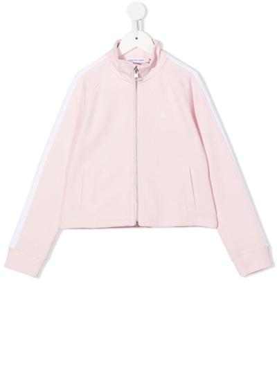 Calvin Klein Junior Kids' Two-tone Sweatshirt In Rosa