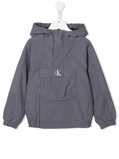 Calvin Klein Junior Jacket With Hood In Grigio