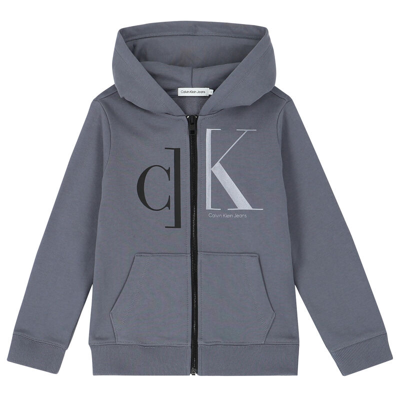 Calvin Klein Junior Kids' Sweatshirt With Hood In Grigio