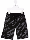 CALVIN KLEIN JUNIOR BLACK BERMUDA WITH GREY LOGO