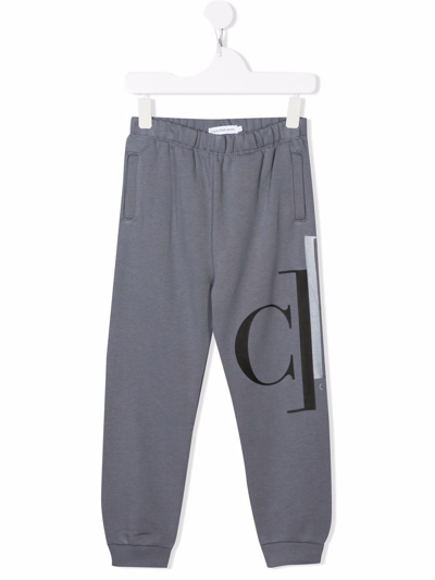 Calvin Klein Junior Trousers With Side Logo In Grigio