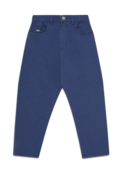 Armani Junior Kids' High-waist Blue Trousers