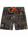 Dolce & Gabbana Boxer Swimsuit With All Over Logo In Verde