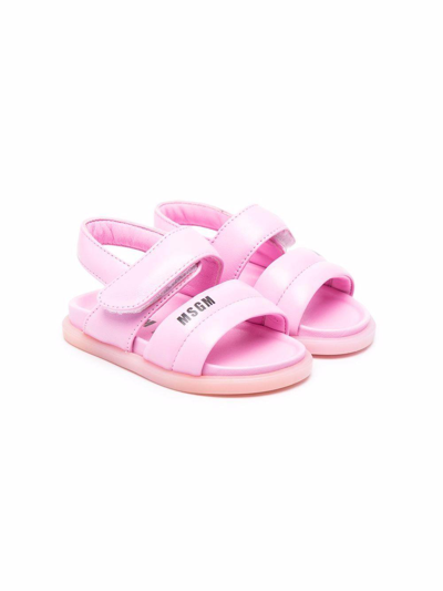 Msgm Logo Sandals In Rosa