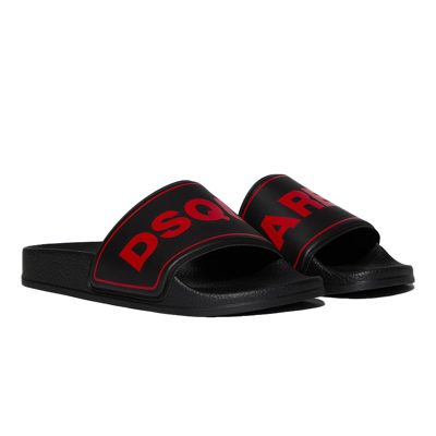 Dsquared2 Slippers With Logo In Nero