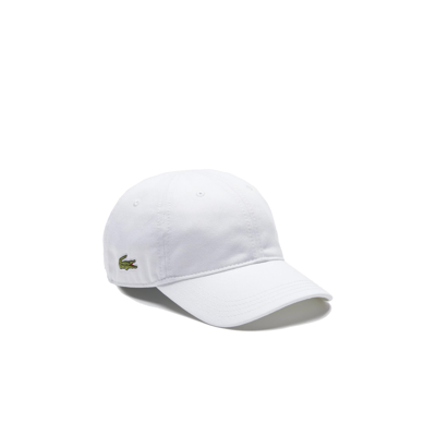Lacoste Kids' White Twill Logo Cap In Bianco