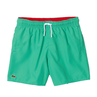 Lacoste Kids' Boxer Swimsuit With Logo In Verde