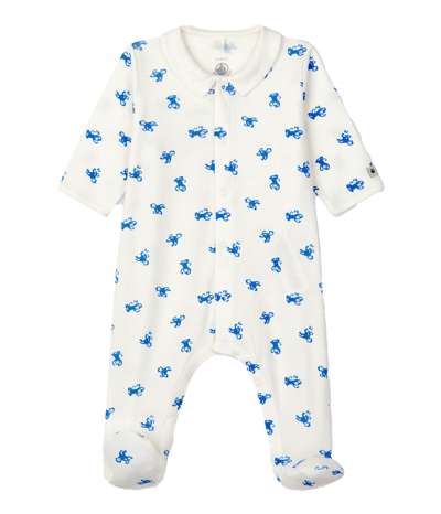 Petit Bateau Babies' Little Monkeys Onesie In Panna