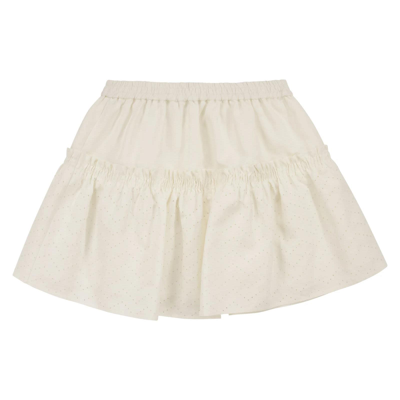 Brunello Cucinelli Kids' Skirt With Openwork Pattern In Bianco