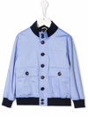 Brunello Cucinelli Cotton Bomber Jacket With Applied Sleeves In Cielo