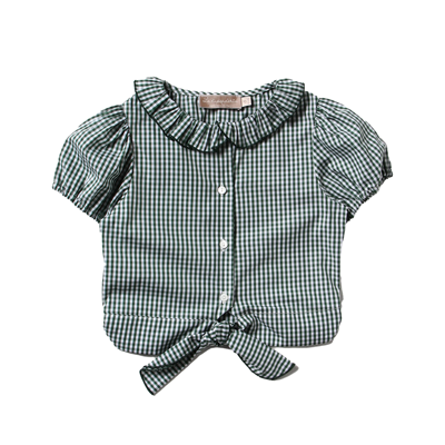 La Stupenderia Kids' Checked Blouse In Verde