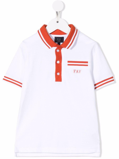 Fay Junior Kids' Polo With Embroidery In Bianco