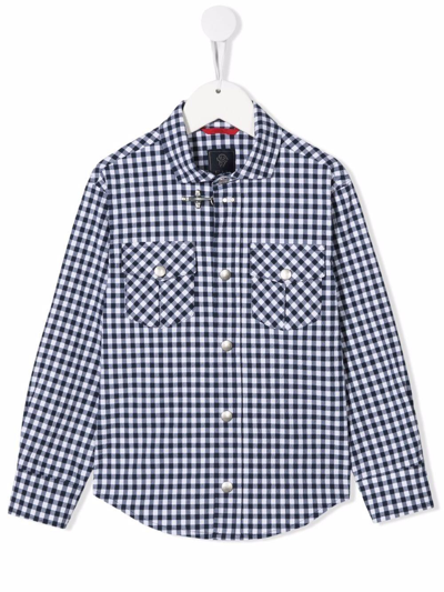 Fay Junior Checked Shirt With Hook In Blu