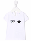 Chiara Ferragni Kids' T-shirt With Eyestar Embroidery In Bianco