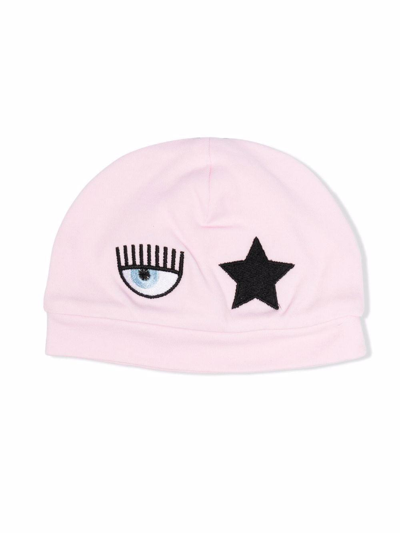 Chiara Ferragni Eyestar Baby Beanie In Rosa Fairytale
