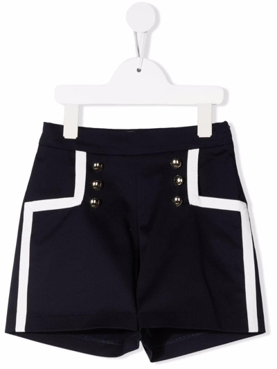 Elie Saab Kids' Cotton Gabardine Stretch Shorts In Blu
