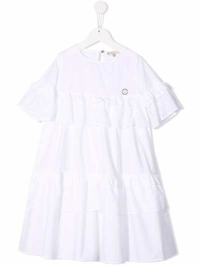 Elie Saab Kids' Dress With Rouches In Bianco