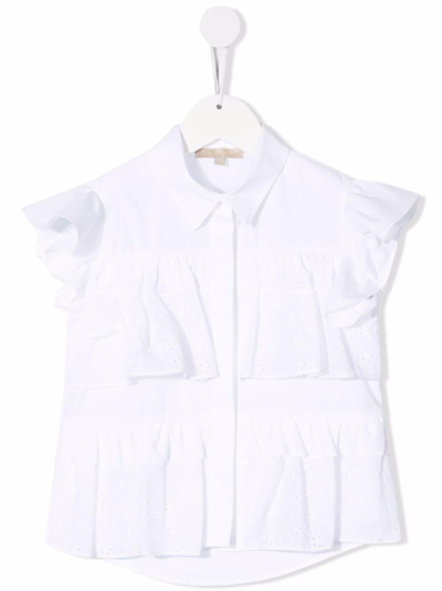 Elie Saab Kids' Shirt With Voilant In Bianco