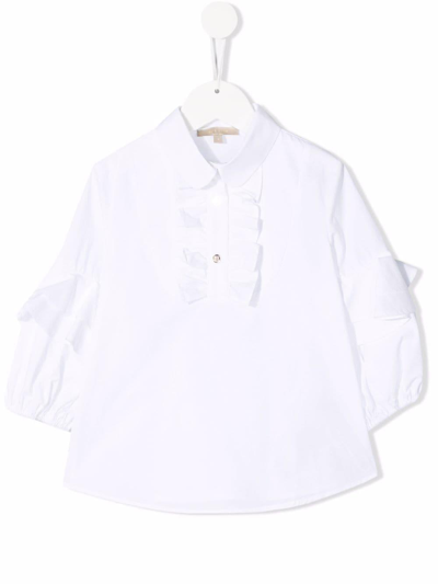 Elie Saab Kids' Shirt With Rouches In Bianco