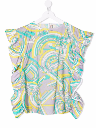 Emilio Pucci Junior Dress With Ruffles In Fantasia