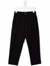 BALMAIN WIDE LEG TROUSERS WITH GOLDEN BUTTON