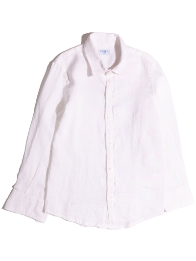 Siola Kids' Shirt In Linen In Bianco