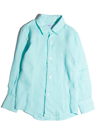 Siola Kids' Sky Blue Linen Shirt In Cielo