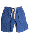 Siola Blue Linen Shorts In Blu