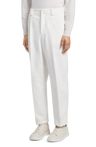 Zegna Neutral Pleated Straight-leg Jeans In White